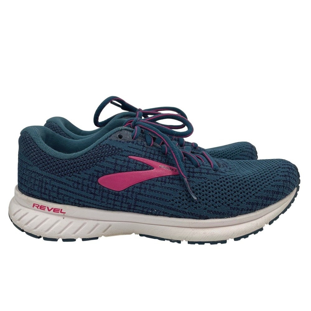 Brooks Revel 3 Running Shoes Womens 7.5 Blue Knit Lace Up Athletic Sneaker Navy